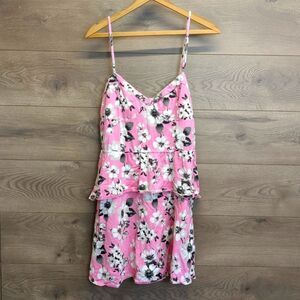 Aeropostale Floral Pink Black Spaghetti Strap Midi Dress Women's Plus Size XXL